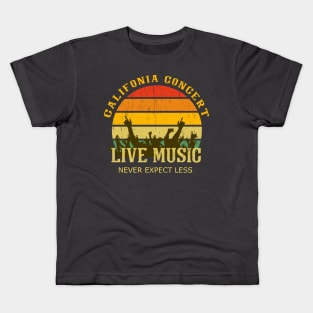 California music culture show concert crowd vintage distressed retro badge logo colors sunset Kids T-Shirt